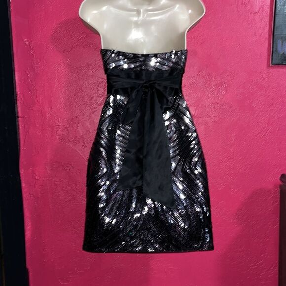 Sequined glam! BCBG Max Azria stunning strapless cocktail dress. Sz 2. - Picture 6 of 14